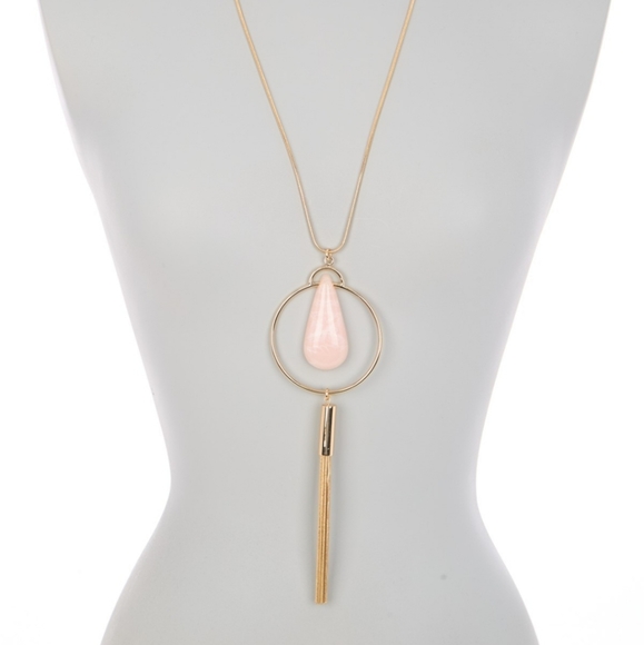 Trina Turk Circle Gem Tassel Necklace - Picture 2 of 7